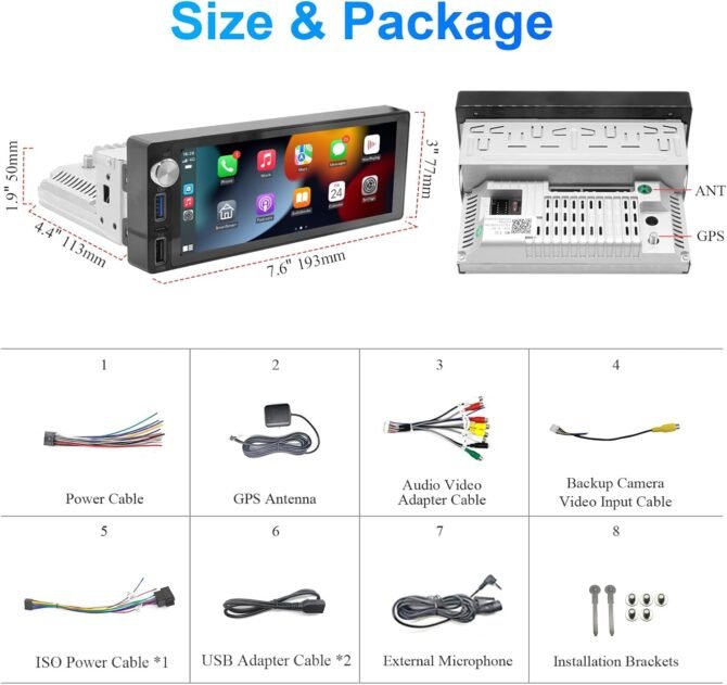 Android Radio 7″ VOLKSWAGEN UP / SKODA CITIGO / SEAT MII 2012+ 1DIN Apple Carplay & Android Auto Car Stereo Entertainment System