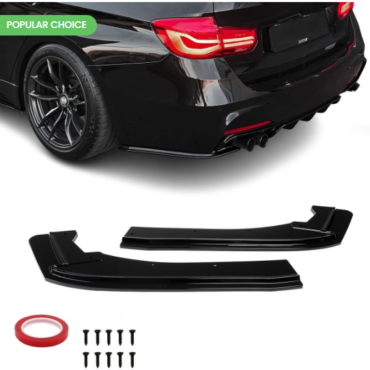 HAUER Rear Bumper Side Splitters - Flaps, set for BMW F30 / F31 with M Pack, glossy black