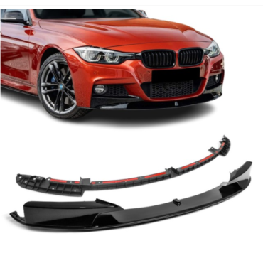 Performance Front bumper Lip for BMW F30 / F31, glossy black V2: EXTRA-STRONG VERSION